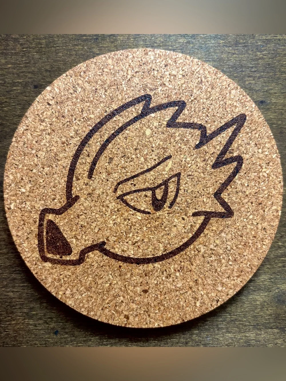 Pokemon Seadra Face Laser Engraved Cork Coaster